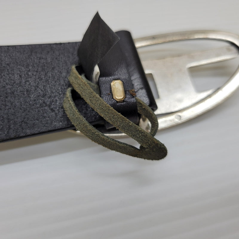 【中古品】【メンズ】 DIESEL ディーゼル X08516 B-1DR COWLEATHER DLOGO BUCKLE BELT カウレザー ディーロゴ バックル ベルト 服飾雑貨 205-260622-cs-10-izu サイズ：80/W32 カラー：ブラック×シルバー 万代Net店