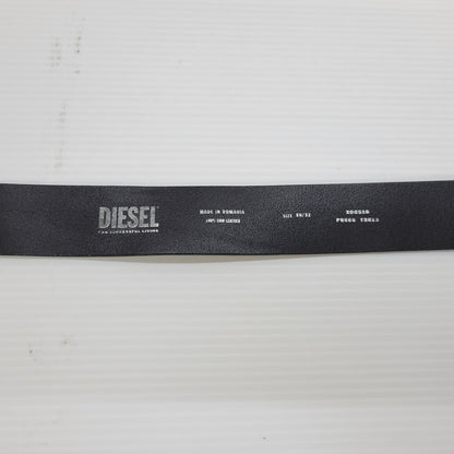 【中古品】【メンズ】 DIESEL ディーゼル X08516 B-1DR COWLEATHER DLOGO BUCKLE BELT カウレザー ディーロゴ バックル ベルト 服飾雑貨 205-260622-cs-10-izu サイズ：80/W32 カラー：ブラック×シルバー 万代Net店