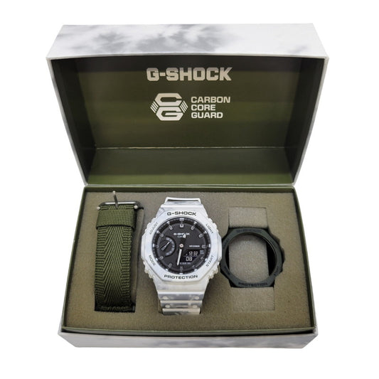 【中古美品】【メンズ/レディース】 G-SHOCK ジーショック GAE-2100GC-7AJR DIGITAL&ANALOG WATCH デジタル アナログ ウォッチ 腕時計 196-260622-cs-12-izu サイズ：48.5 × 45.4 × 11.8 mm カラー：ホワイト 万代Net店