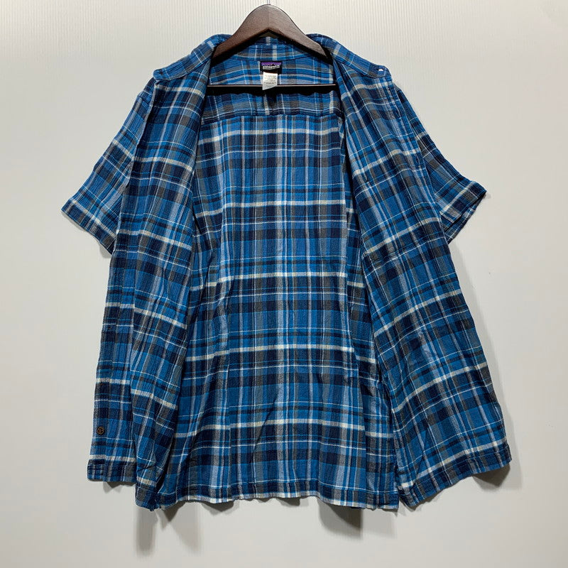 【中古品】【メンズ】 patagonia パタゴニア ORGANIC COTTON A/C SHIRT 52921SP13 オーガニックコットン シャツ 半袖 チェック 144-260701-as-05-izu サイズ：M カラー：ブルー系 万代Net店
