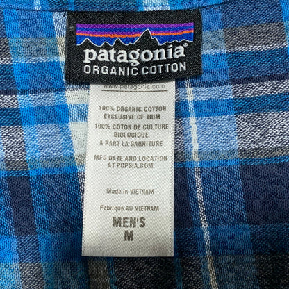 【中古品】【メンズ】 patagonia パタゴニア ORGANIC COTTON A/C SHIRT 52921SP13 オーガニックコットン シャツ 半袖 チェック 144-260701-as-05-izu サイズ：M カラー：ブルー系 万代Net店