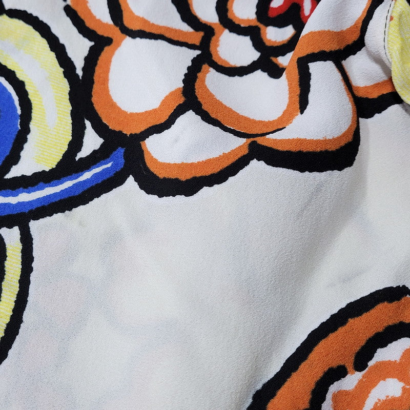 【中古品】【レディース】 LOUIS VUITTON ルイ・ヴィトン FLOWER VNECK BLOUSE RW151A F7BL09VML フラワー Vネック ブラウス トップス 168-260623-as-07-izu サイズ：34 カラー：マルチカラー 万代Net店