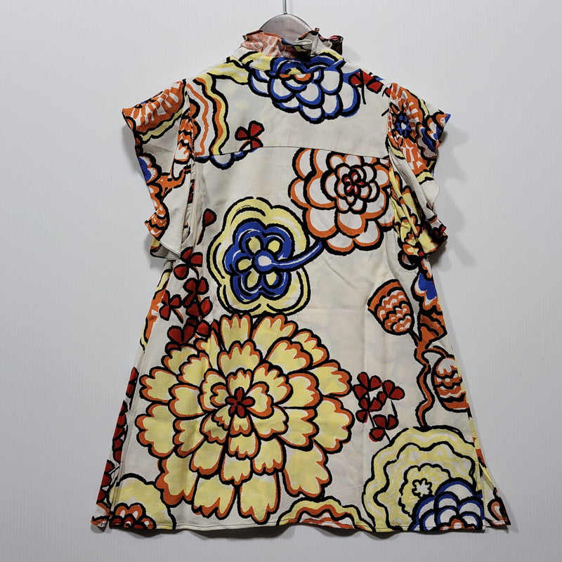 【中古品】【レディース】 LOUIS VUITTON ルイ・ヴィトン FLOWER VNECK BLOUSE RW151A F7BL09VML フラワー Vネック ブラウス トップス 168-260623-as-07-izu サイズ：34 カラー：マルチカラー 万代Net店