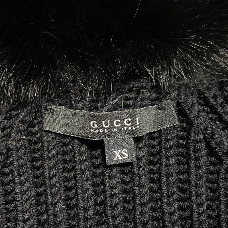 【中古品】【レディース】 GUCCI グッチ RABBIT FUR CARDIGAN 148641 X9247 ファー カーディガン 長袖 168-260624-as-05-izu サイズ：XS カラー：ブラック 万代Net店