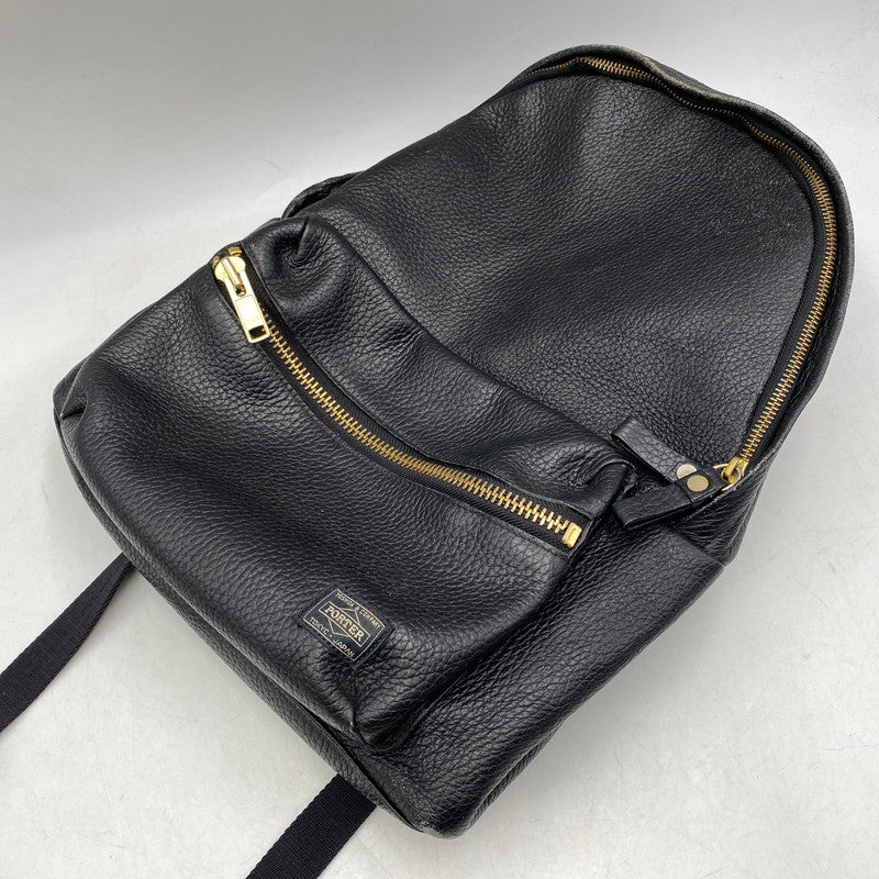 【中古品】【メンズ/レディース】 PORTER×5525GALLERY ポーター×5525ギャラリー LEATHER BACK PACK レザー バック パック カバン 鞄 188-260624-cs-08-izu カラー：ブラック 万代Net店