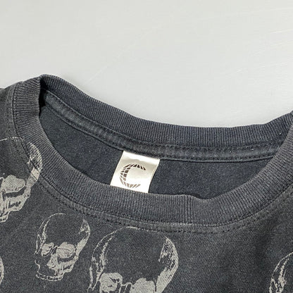 【中古品】【メンズ】 USED SKULL TEE スカル Tシャツ 半袖 エルサルバドル製 146-260624-as-06-izu サイズ：M カラー：ブラック 万代Net店