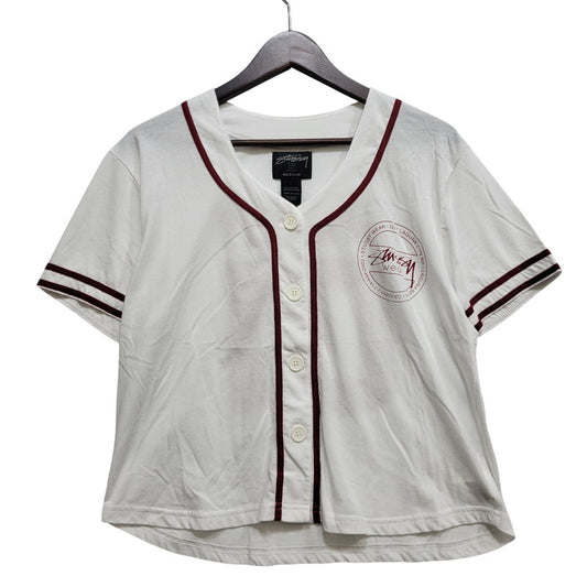 【中古品】【レディース】 STUSSY ステューシー STUSSY 01 BASEBALL S/S SHIRT ベースボール ショートスリーブ シャツ 半袖 168-260720-as-01-izu サイズ：M カラー：ホワイト 万代Net店