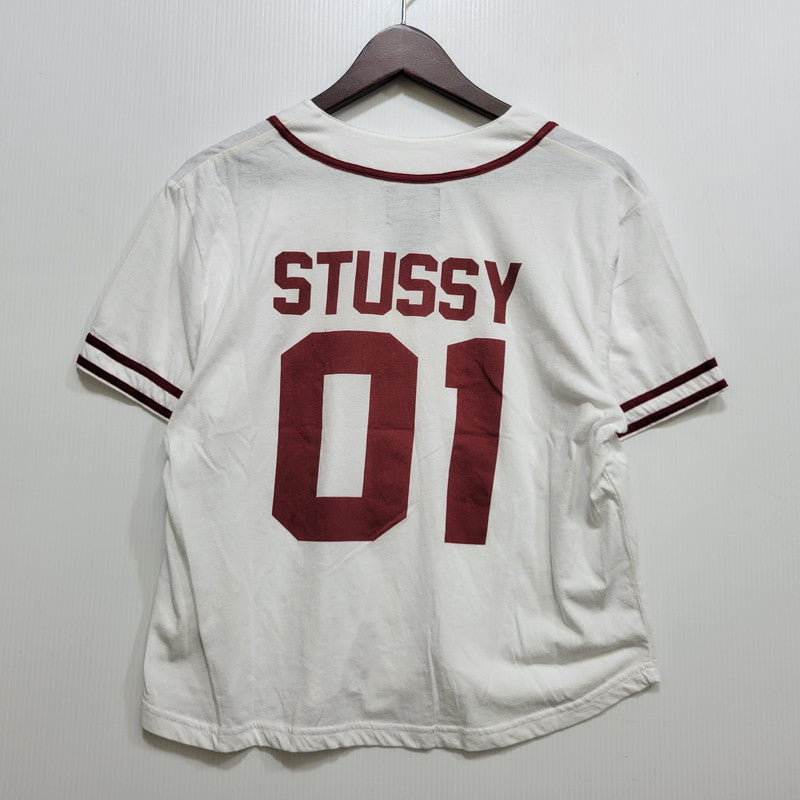 【中古品】【レディース】 STUSSY ステューシー STUSSY 01 BASEBALL S/S SHIRT ベースボール ショートスリーブ シャツ 半袖 168-260720-as-01-izu サイズ：M カラー：ホワイト 万代Net店
