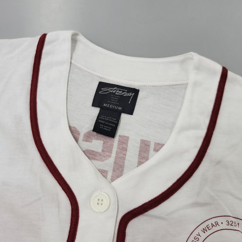 【中古品】【レディース】 STUSSY ステューシー STUSSY 01 BASEBALL S/S SHIRT ベースボール ショートスリーブ シャツ 半袖 168-260720-as-01-izu サイズ：M カラー：ホワイト 万代Net店