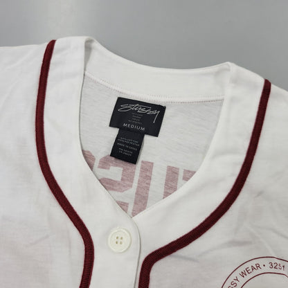 【中古品】【レディース】 STUSSY ステューシー STUSSY 01 BASEBALL S/S SHIRT ベースボール ショートスリーブ シャツ 半袖 168-260720-as-01-izu サイズ：M カラー：ホワイト 万代Net店