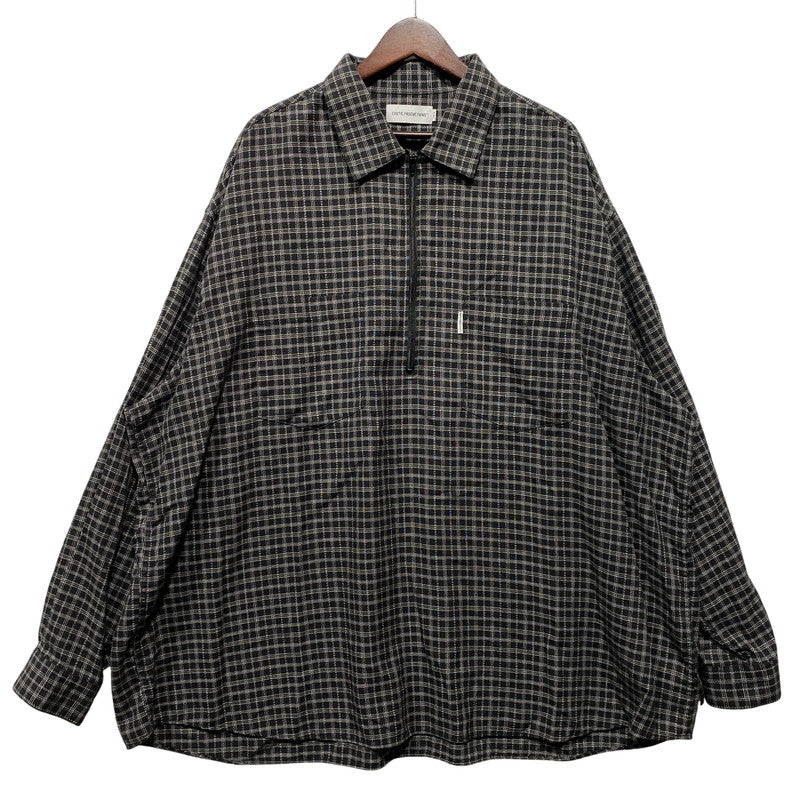【中古品】【メンズ】 COOTIE PRODUCTIONS クーティープロダクションズ AMUNDSEN CHECK OVERSIZED HALF ZIP L/S SHIRTS アムンゼンチェック オーバーサイズ ハーフジップ 長袖シャツ 142-260624-as-07-izu サイズ：L カラー：ブラック系 万代Net店