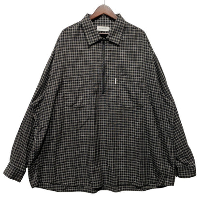 【中古品】【メンズ】 COOTIE PRODUCTIONS クーティープロダクションズ AMUNDSEN CHECK OVERSIZED HALF ZIP L/S SHIRTS アムンゼンチェック オーバーサイズ ハーフジップ 長袖シャツ 142-260624-as-07-izu サイズ：L カラー：ブラック系 万代Net店