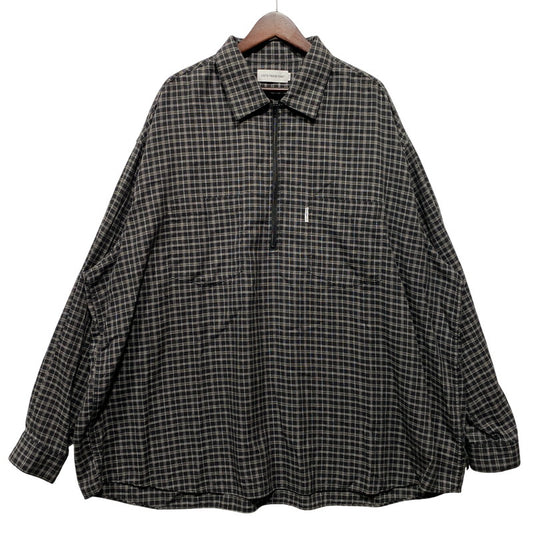 【中古品】【メンズ】 COOTIE PRODUCTIONS クーティープロダクションズ AMUNDSEN CHECK OVERSIZED HALF ZIP L/S SHIRTS アムンゼンチェック オーバーサイズ ハーフジップ 長袖シャツ 142-260624-as-07-izu サイズ：L カラー：ブラック系 万代Net店