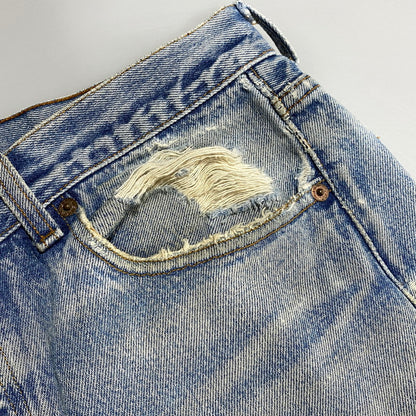 【現状渡し品】【メンズ】 Levi's リーバイス 501XX DENIM PANTS 2501-0117 デニムパンツ 刻印653 USA製 ジーンズ 157-260623-as-16-izu サイズ：35×40 カラー：ライトインディゴ 万代Net店
