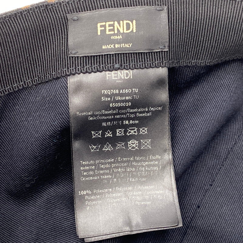 【中古品】【メンズ/レディース】 FENDI フェンディ FXQ768 A660 TU 65050010 ズッカ柄 BASEBALL CAP ベースボール キャップ 帽子 183-260624-cs-05-izu サイズ：F カラー：ブラウン 万代Net店