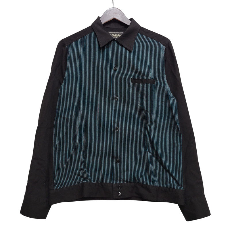 【中古品】【メンズ】 WACKO MARIA ワコマリア LS STRIPE SHIRT ロングスリーブ ストライプ シャツ トップス 長袖 142-260702-cs-03-izu サイズ：M カラー：ブラック×グリーン系 万代Net店