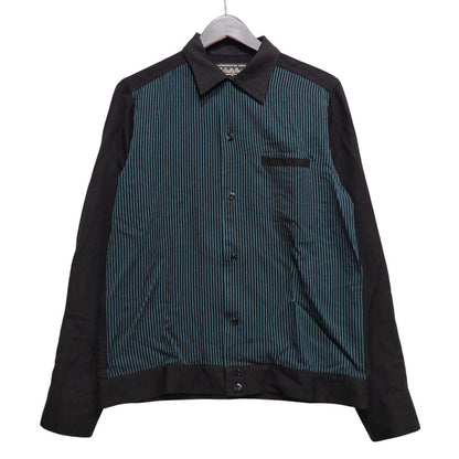 【中古品】【メンズ】 WACKO MARIA ワコマリア LS STRIPE SHIRT ロングスリーブ ストライプ シャツ トップス 長袖 142-260702-cs-03-izu サイズ：M カラー：ブラック×グリーン系 万代Net店