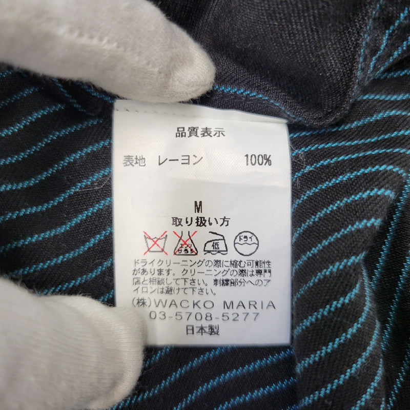 【中古品】【メンズ】 WACKO MARIA ワコマリア LS STRIPE SHIRT ロングスリーブ ストライプ シャツ トップス 長袖 142-260702-cs-03-izu サイズ：M カラー：ブラック×グリーン系 万代Net店