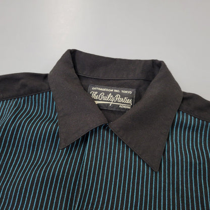 【中古品】【メンズ】 WACKO MARIA ワコマリア LS STRIPE SHIRT ロングスリーブ ストライプ シャツ トップス 長袖 142-260702-cs-03-izu サイズ：M カラー：ブラック×グリーン系 万代Net店