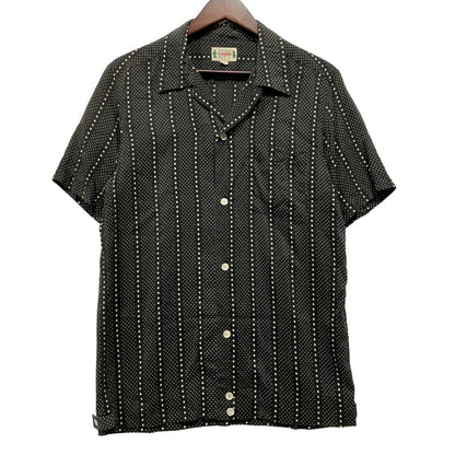 【中古品】【メンズ】 WACKO MARIA ワコマリア DOT STRIPE S S SHIRT ドット ストライプ ショートスリーブ シャツ トップス 半袖 142-260626-ya-07-izu サイズ：M カラー：ブラック×ホワイト 万代Net店