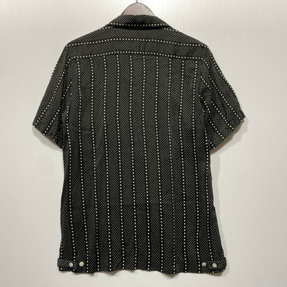 【中古品】【メンズ】 WACKO MARIA ワコマリア DOT STRIPE S S SHIRT ドット ストライプ ショートスリーブ シャツ トップス 半袖 142-260626-ya-07-izu サイズ：M カラー：ブラック×ホワイト 万代Net店