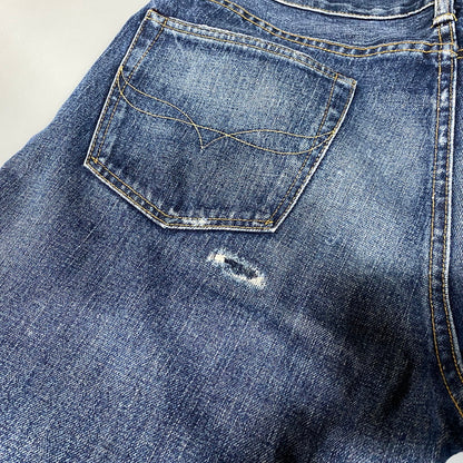 【中古品】【メンズ】 POLO RALPH LAUREN ポロ・ラルフローレン BUTTON FLY ボタンフライ PATCHWORK DISTRESSED DENIM PANTS パッチワーク ディストレスト デニム パンツ ズボン ボトムス 158-260626-ya-02-izu サイズ：33×32 カラー：インディゴ 万代Net店