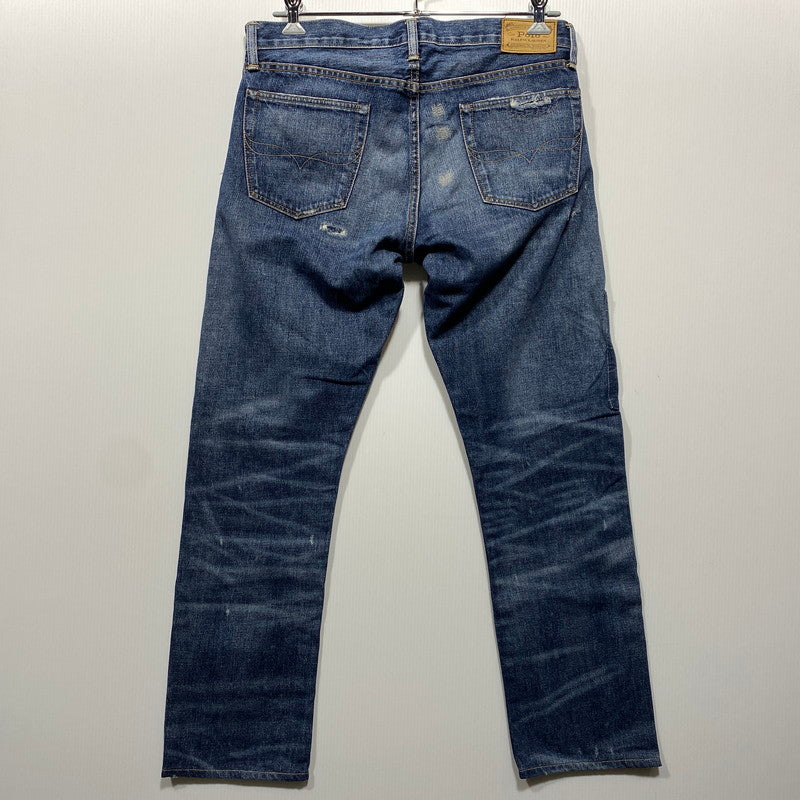【中古品】【メンズ】 POLO RALPH LAUREN ポロ・ラルフローレン BUTTON FLY ボタンフライ PATCHWORK DISTRESSED DENIM PANTS パッチワーク ディストレスト デニム パンツ ズボン ボトムス 158-260626-ya-02-izu サイズ：33×32 カラー：インディゴ 万代Net店