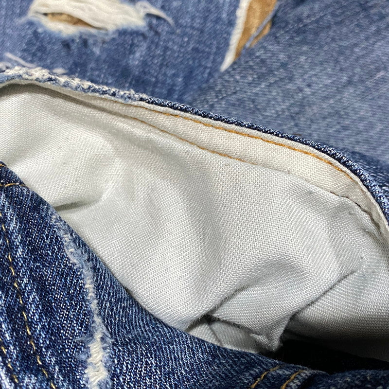【中古品】【メンズ】 POLO RALPH LAUREN ポロ・ラルフローレン BUTTON FLY ボタンフライ PATCHWORK DISTRESSED DENIM PANTS パッチワーク ディストレスト デニム パンツ ズボン ボトムス 158-260626-ya-02-izu サイズ：33×32 カラー：インディゴ 万代Net店