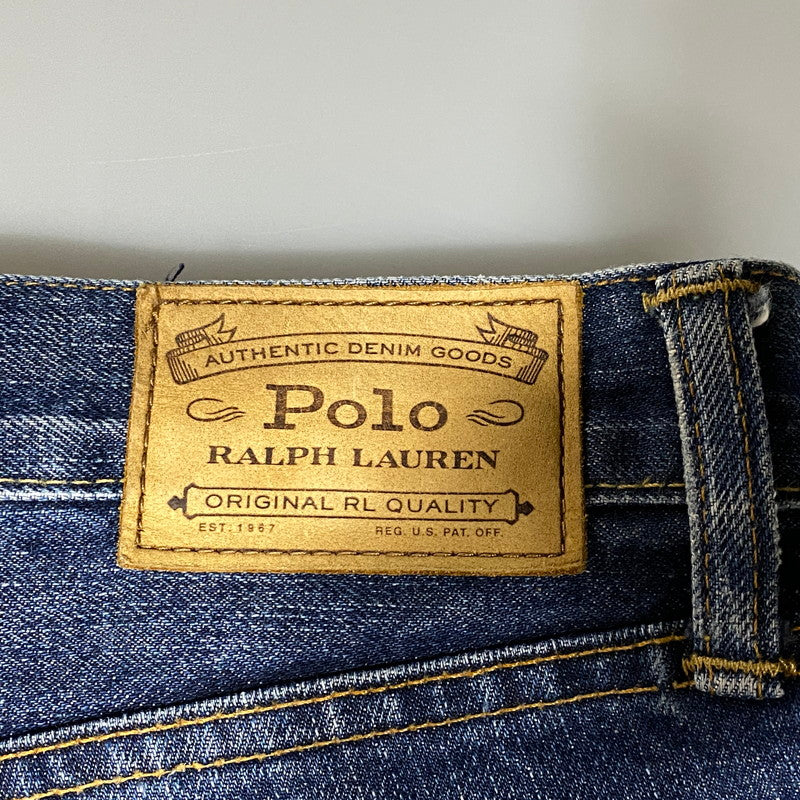 【中古品】【メンズ】 POLO RALPH LAUREN ポロ・ラルフローレン BUTTON FLY ボタンフライ PATCHWORK DISTRESSED DENIM PANTS パッチワーク ディストレスト デニム パンツ ズボン ボトムス 158-260626-ya-02-izu サイズ：33×32 カラー：インディゴ 万代Net店