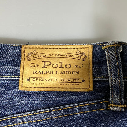 【中古品】【メンズ】 POLO RALPH LAUREN ポロ・ラルフローレン BUTTON FLY ボタンフライ PATCHWORK DISTRESSED DENIM PANTS パッチワーク ディストレスト デニム パンツ ズボン ボトムス 158-260626-ya-02-izu サイズ：33×32 カラー：インディゴ 万代Net店
