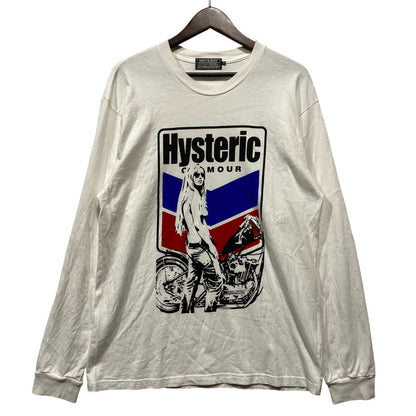 【中古品】【メンズ】 HYSTERIC GLAMOUR ヒステリックグラマー MOTORCYCLE GIRL L/S TEE 02253CL07 ロングスリーブTシャツ 長袖 プリント トップス 140-260626-ay-03-izu サイズ：M カラー：ホワイト 万代Net店