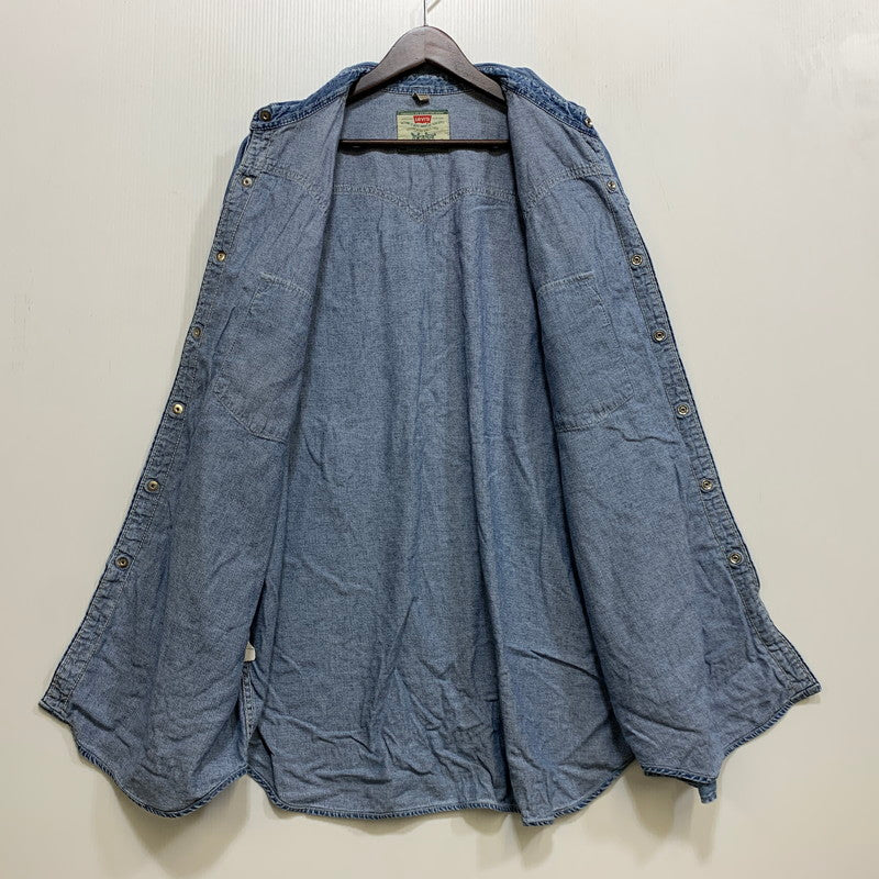 【中古品】【メンズ】 Levi's リーバイス EURO DENIM WESTERN L/S SHIRT ユーロ デニム ウエスタン ロングスリーブ シャツ 長袖 146-260704-as-24-izu サイズ：XL カラー：インディゴ 万代Net店