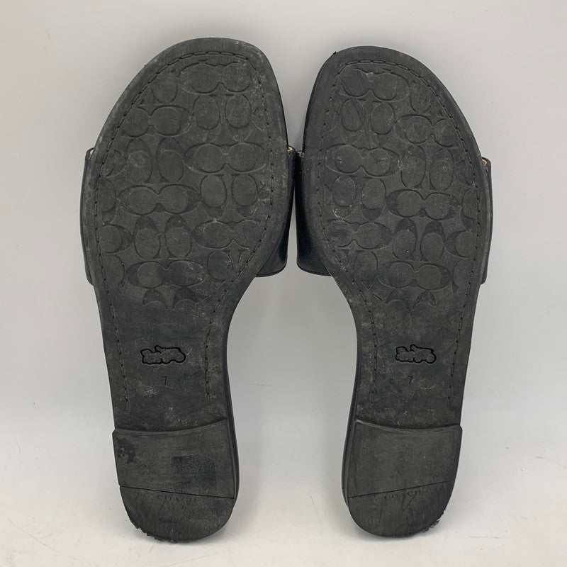 【中古品】【レディース】 COACH コーチ EVY SANDAL エヴィ サンダル シューズ 靴 183-260627-cs-03-izu サイズ：7 カラー：ブラック 万代Net店