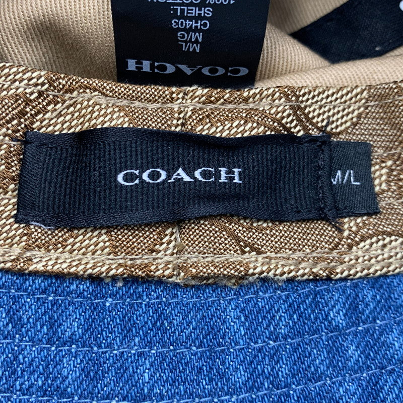 【中古品】【メンズ/レディース】 COACH コーチ CH403 DENIM BUCKET HAT デニム バケット ハット 帽子 183-260627-cs-02-izu サイズ：M/L カラー：インディゴ 万代Net店