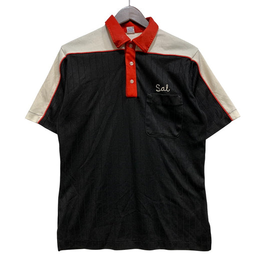 【中古品】【メンズ】 HILTON ヒルトン JET CAR WASH BOWLING POLO SHIRT ボーリング ポロシャツ USA製 半袖 146-260704-as-22-izu サイズ：M カラー：ブラック 万代Net店