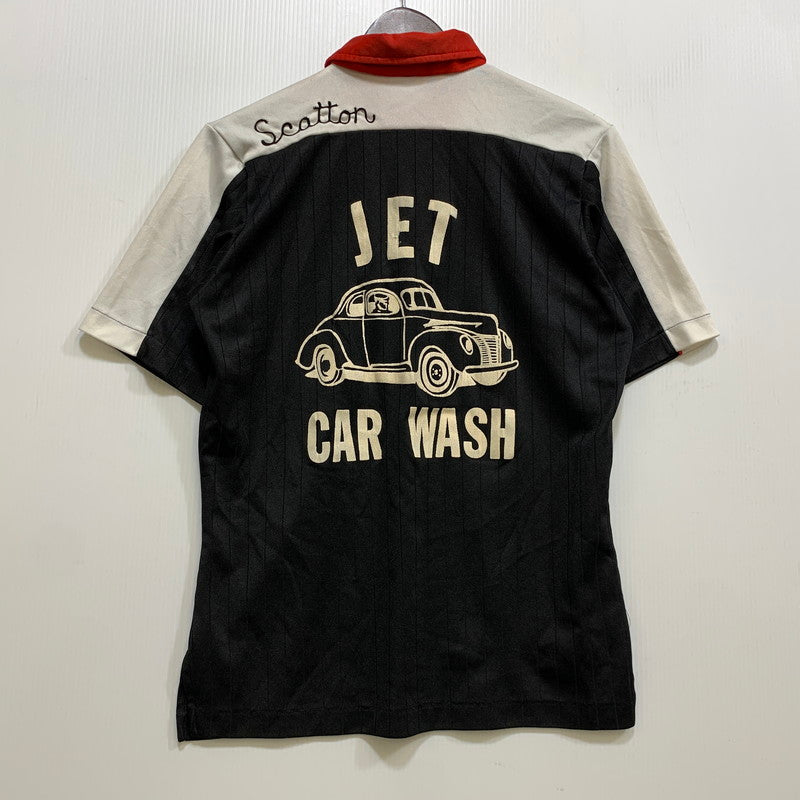 【中古品】【メンズ】 HILTON ヒルトン JET CAR WASH BOWLING POLO SHIRT ボーリング ポロシャツ USA製 半袖 146-260704-as-22-izu サイズ：M カラー：ブラック 万代Net店