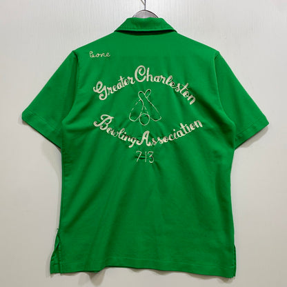 【現状渡し品】【メンズ】 HILTON ヒルトン 713 BOWLING POLO SHIRT ボーリング ポロシャツ USA製 半袖 146-260704-as-23-izu サイズ：M カラー：グリーン 万代Net店