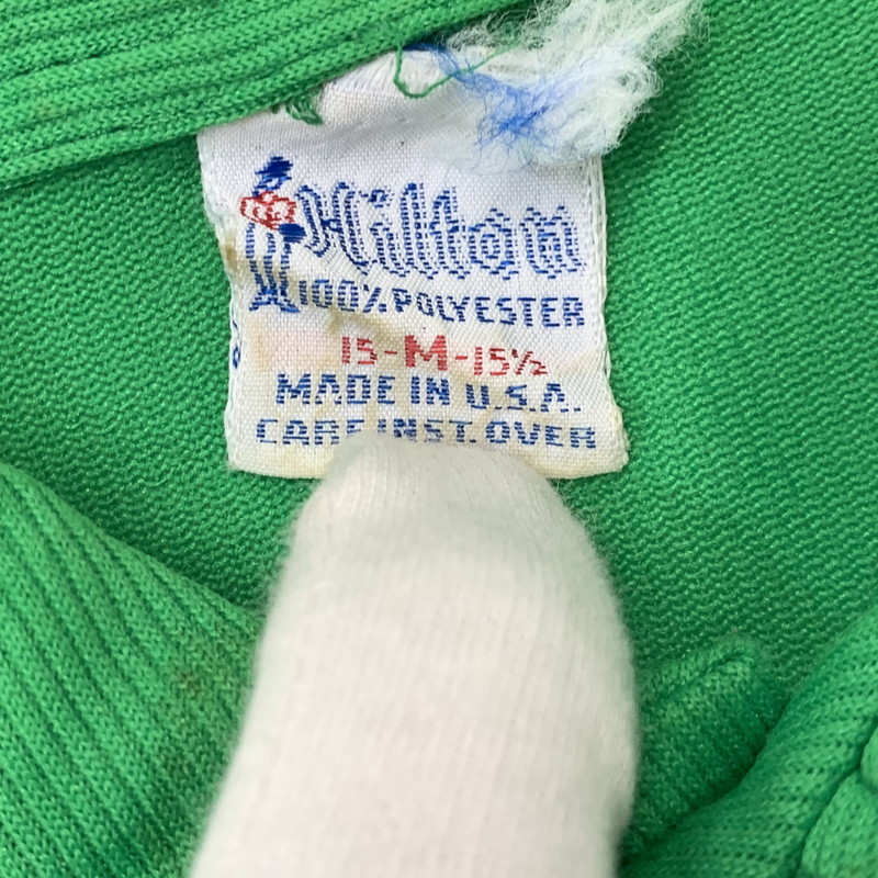 【現状渡し品】【メンズ】 HILTON ヒルトン 713 BOWLING POLO SHIRT ボーリング ポロシャツ USA製 半袖 146-260704-as-23-izu サイズ：M カラー：グリーン 万代Net店