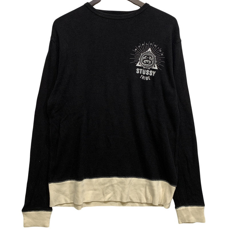 【中古品】【メンズ】 OLD STUSSY オールドステューシー WORLDWIDE STUSSY TRIBE THERMAL L/S TEE サーマル ロングスリーブ Tシャツ 長袖 142-260704-as-15-izu サイズ：S カラー：ブラック 万代Net店