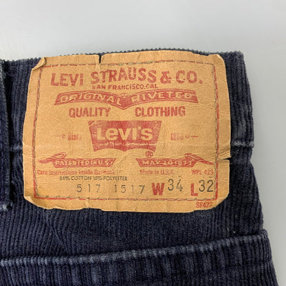 【中古品】【メンズ】 Levi's リーバイス CORDUROY PANTS 517-1517 コーデュロイ パンツ 刻印539 USA製 157-260704-as-26-izu サイズ：34×32 カラー：ネイビー 万代Net店