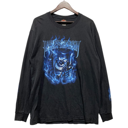 【中古品】【メンズ】 HARLEY DAVIDSON ハーレーダビッドソン BLUE FLAME JOKER L/S TEE ブルーフレイム ジョーカー ロングスリーブTシャツ 長袖 プリント トップス 146-260626-ay-02-izu カラー：ブラック 万代Net店