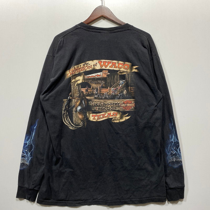 【中古品】【メンズ】 HARLEY DAVIDSON ハーレーダビッドソン BLUE FLAME JOKER L/S TEE ブルーフレイム ジョーカー ロングスリーブTシャツ 長袖 プリント トップス 146-260626-ay-02-izu カラー：ブラック 万代Net店