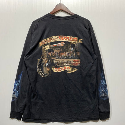 【中古品】【メンズ】 HARLEY DAVIDSON ハーレーダビッドソン BLUE FLAME JOKER L/S TEE ブルーフレイム ジョーカー ロングスリーブTシャツ 長袖 プリント トップス 146-260626-ay-02-izu カラー：ブラック 万代Net店
