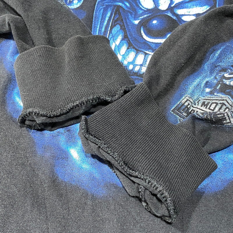 【中古品】【メンズ】 HARLEY DAVIDSON ハーレーダビッドソン BLUE FLAME JOKER L/S TEE ブルーフレイム ジョーカー ロングスリーブTシャツ 長袖 プリント トップス 146-260626-ay-02-izu カラー：ブラック 万代Net店