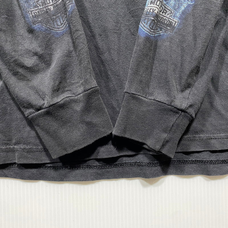 【中古品】【メンズ】 HARLEY DAVIDSON ハーレーダビッドソン BLUE FLAME JOKER L/S TEE ブルーフレイム ジョーカー ロングスリーブTシャツ 長袖 プリント トップス 146-260626-ay-02-izu カラー：ブラック 万代Net店