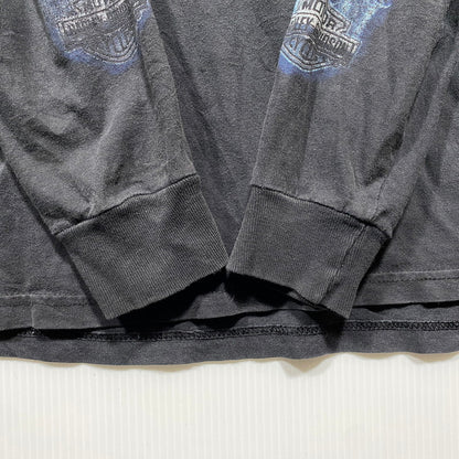 【中古品】【メンズ】 HARLEY DAVIDSON ハーレーダビッドソン BLUE FLAME JOKER L/S TEE ブルーフレイム ジョーカー ロングスリーブTシャツ 長袖 プリント トップス 146-260626-ay-02-izu カラー：ブラック 万代Net店