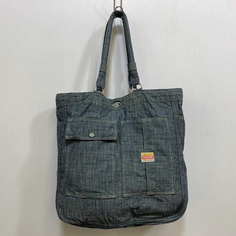 【中古品】【メンズ/レディース】 PORTER ポーター 70TH ANNIVERSARY REVERSIBLE TOTE BAG アニバーサリー リバーシブル トート バッグ カバン 鞄 188-260705-cs-08-izu カラー：ブルー系 万代Net店