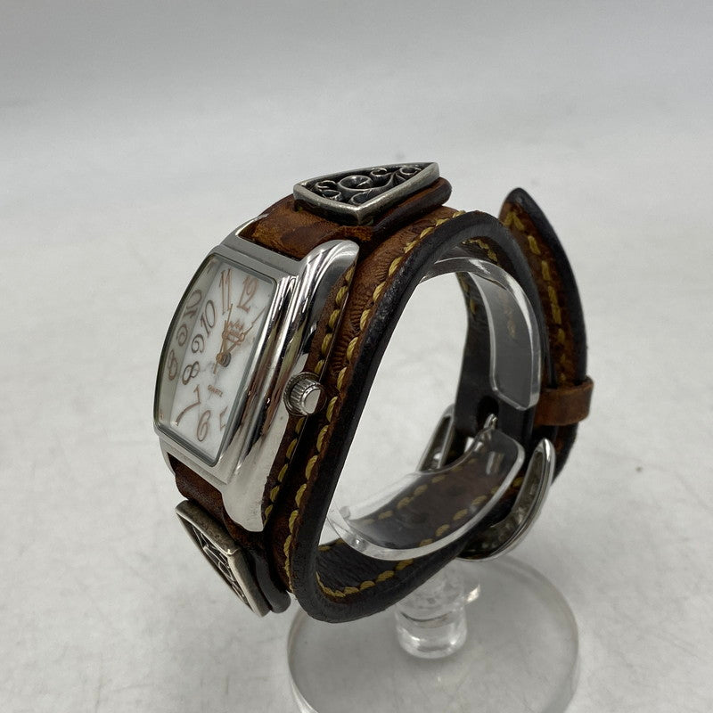 【中古品】【メンズ/レディース】 SAAD サード HOWLITE DIAL LEATHER BAND SQUARE ANALOG WATCH ハウライト ダイヤル レザー バンド アナログ ウォッチ 時計 197-260628-kh-07-izu カラー：ブラウン 万代Net店