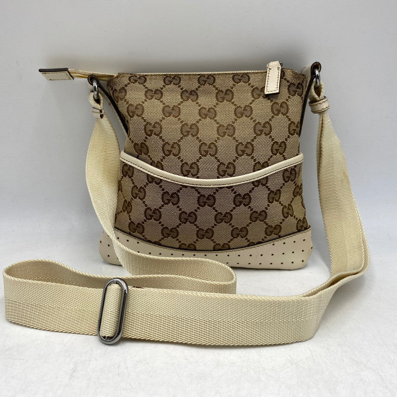 【中古品】【メンズ/レディース】 GUCCI グッチ 147671 GG CANVAS SHOULDER BAG ジージー キャンバス ショルダー バッグ カバン 鞄 180-260629-cs-09-izu カラー：ブラウン×アイボリー 万代Net店