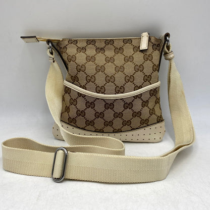 【中古品】【メンズ/レディース】 GUCCI グッチ 147671 GG CANVAS SHOULDER BAG ジージー キャンバス ショルダー バッグ カバン 鞄 180-260629-cs-09-izu カラー：ブラウン×アイボリー 万代Net店